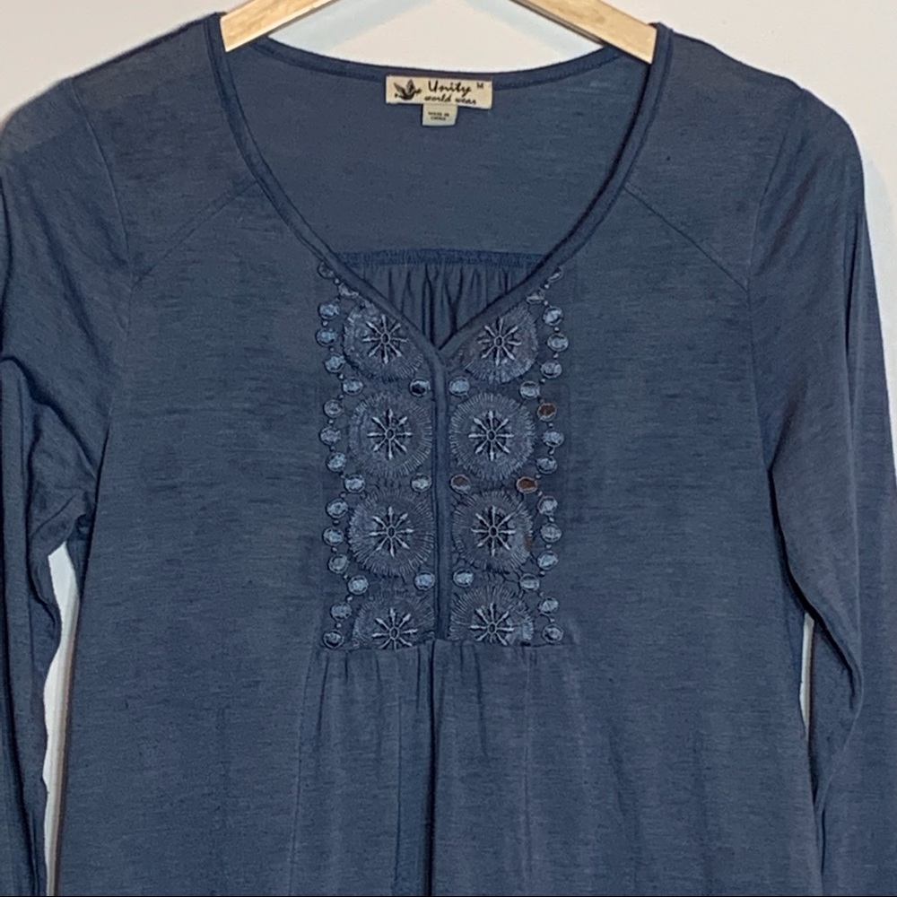 EUC Unity World Wear Smokey Blue‎ Boho Blouse